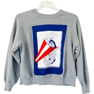 ROCKET x LUNCH Graphic Crewneck Sweatshirt in Gray Size S